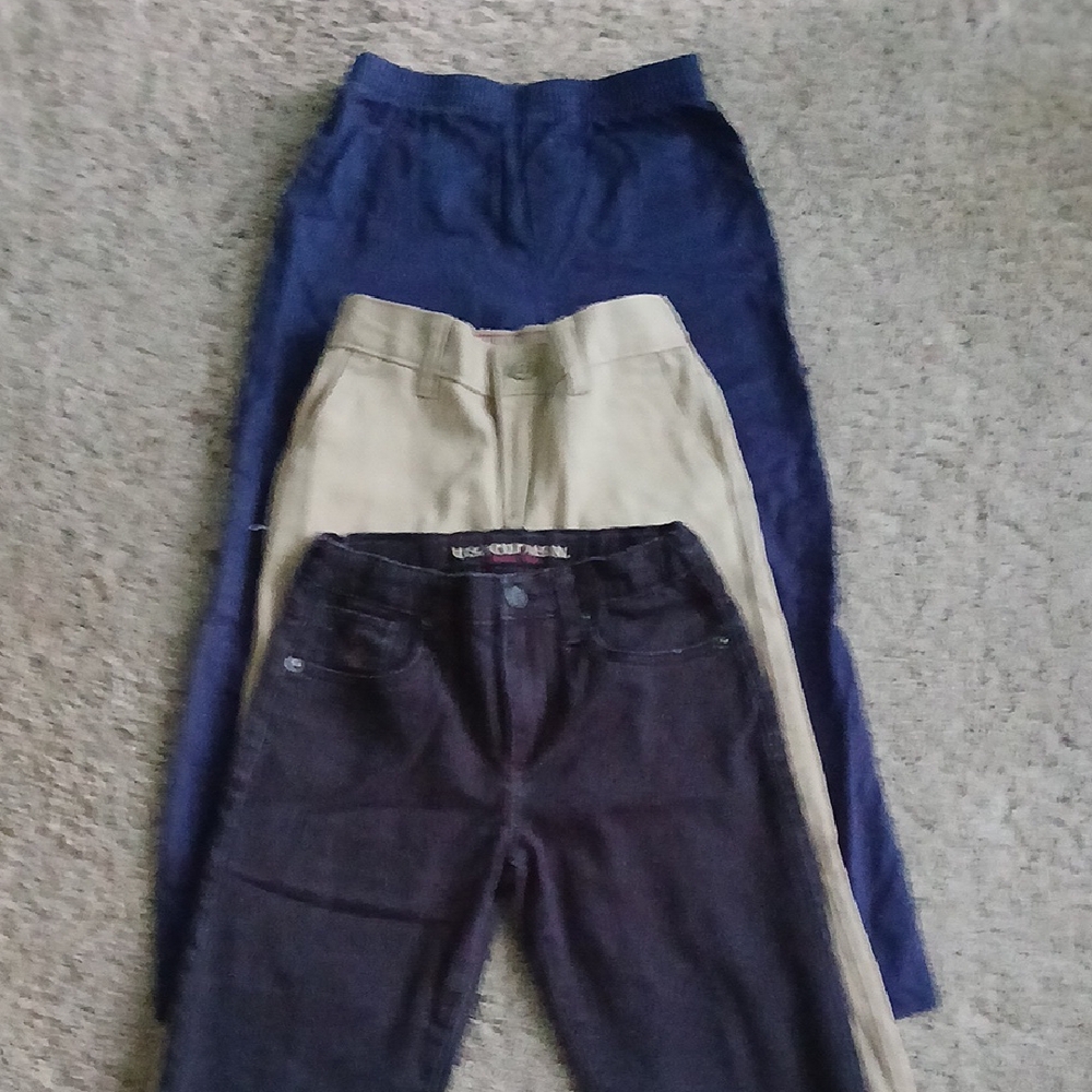 Set of Three Boy's Pants in Blue, Beige, and Black, Sz 7